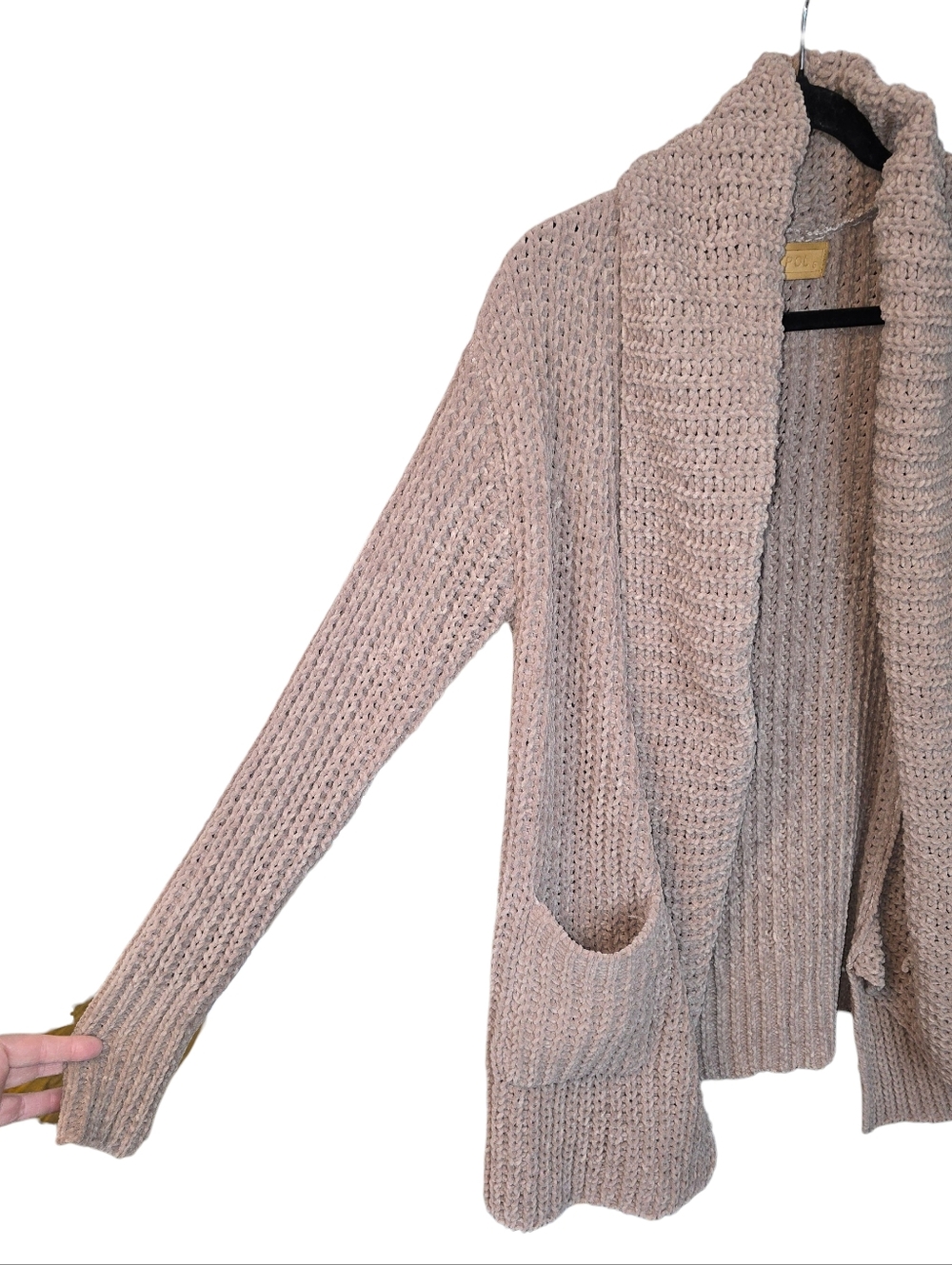 POL Soft Knit Open Front Slouchy Cardigan Oversized Mocha Taupe NWT Size Small - Picture 5 of 14